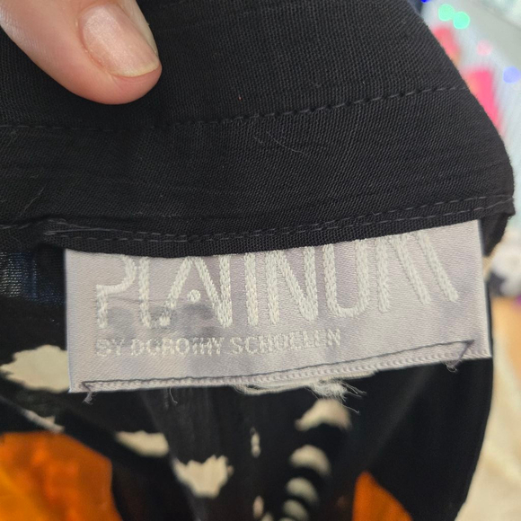 Vintage Platinum High Waisted Black White Pearl Button Sheer Crepe Boho Pants - Picture 4 of 5